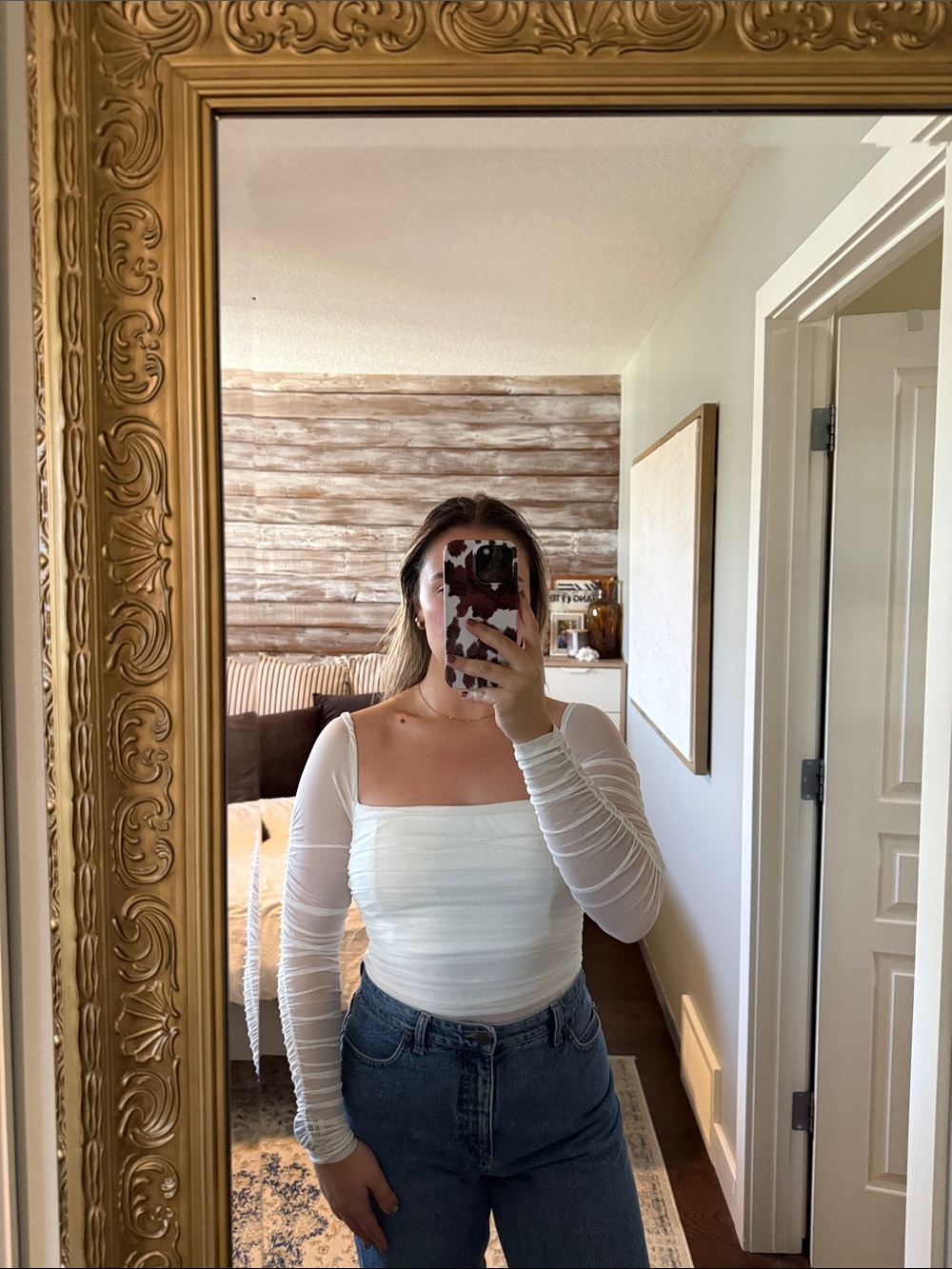 Princess Polly White Ruched Long-Sleeve Bodysuit